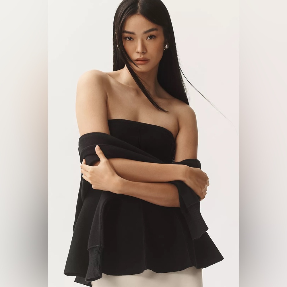 NWT Anthropologie Pilcro Hourglass Black Knit Sweater Tank Sleeveless, S